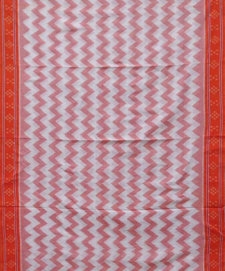 Offwhite orange handwoven nuapatana ikat cotton saree