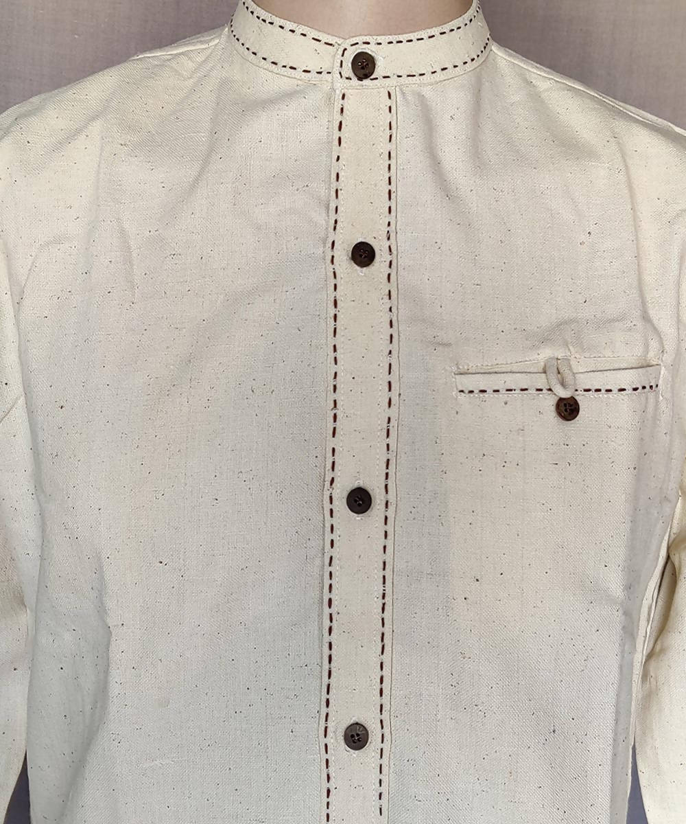 Off white kora handspun handwoven cotton shirt