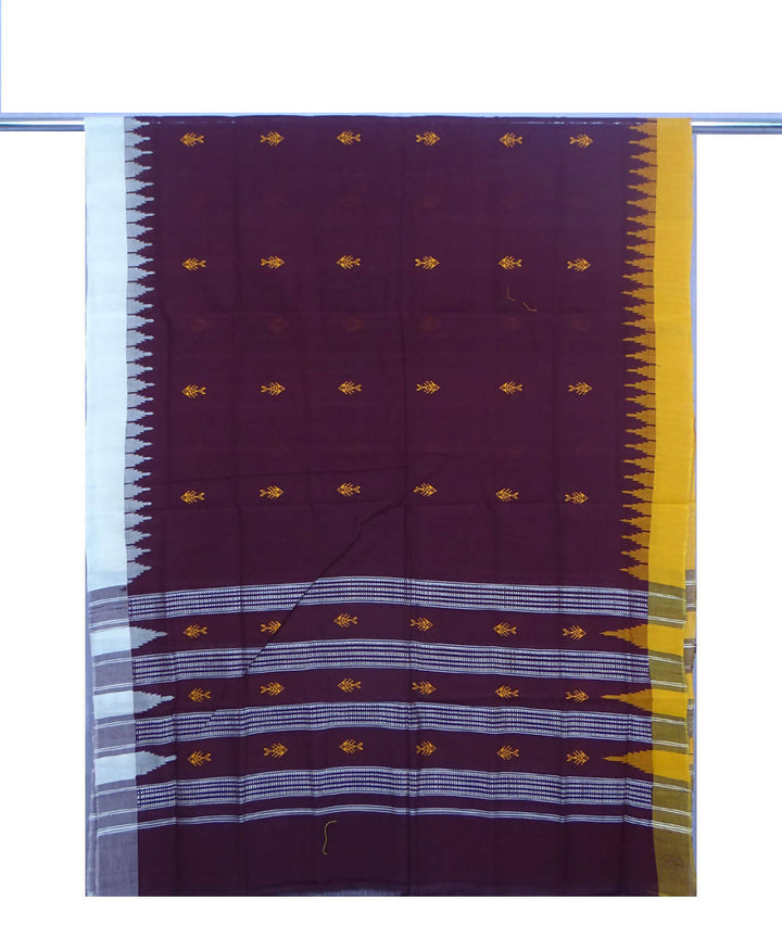 Maroon handwoven cotton ikat sambalpuri dupatta