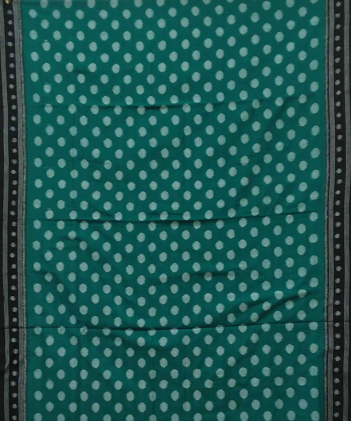 Celadon green black handwoven nuapatana ikat cotton saree