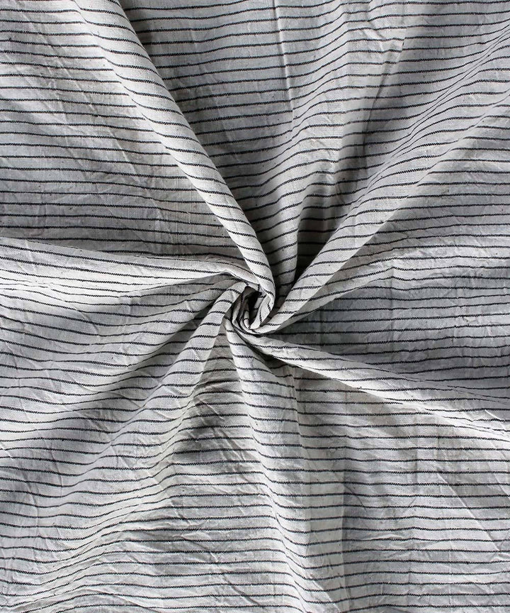 Handloom striped black white Organic kala cotton fabric