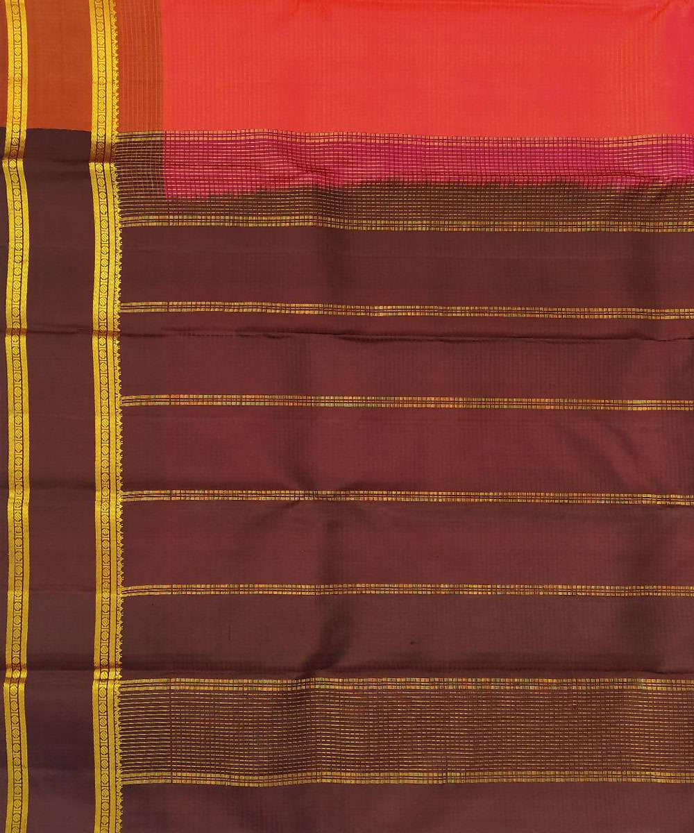 Dark pink kanjeevaram pure handloom silk saree