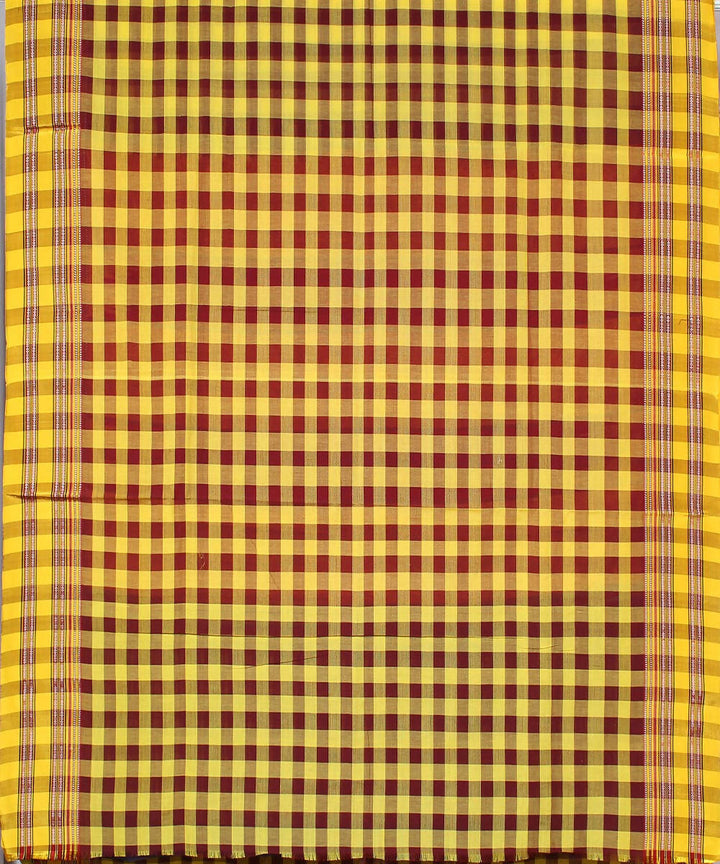 maroon yellow checks handwoven gomi teni border ilkal saree