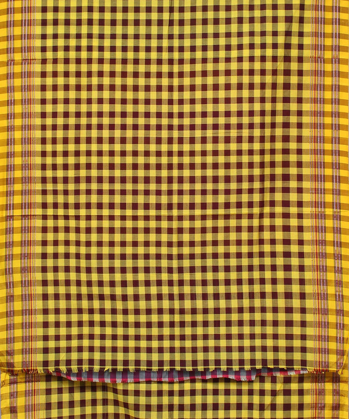 wine yellow checks handwoven gomi teni border ilkal saree