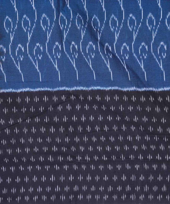 Blue black cotton handloom ikat pochampally saree