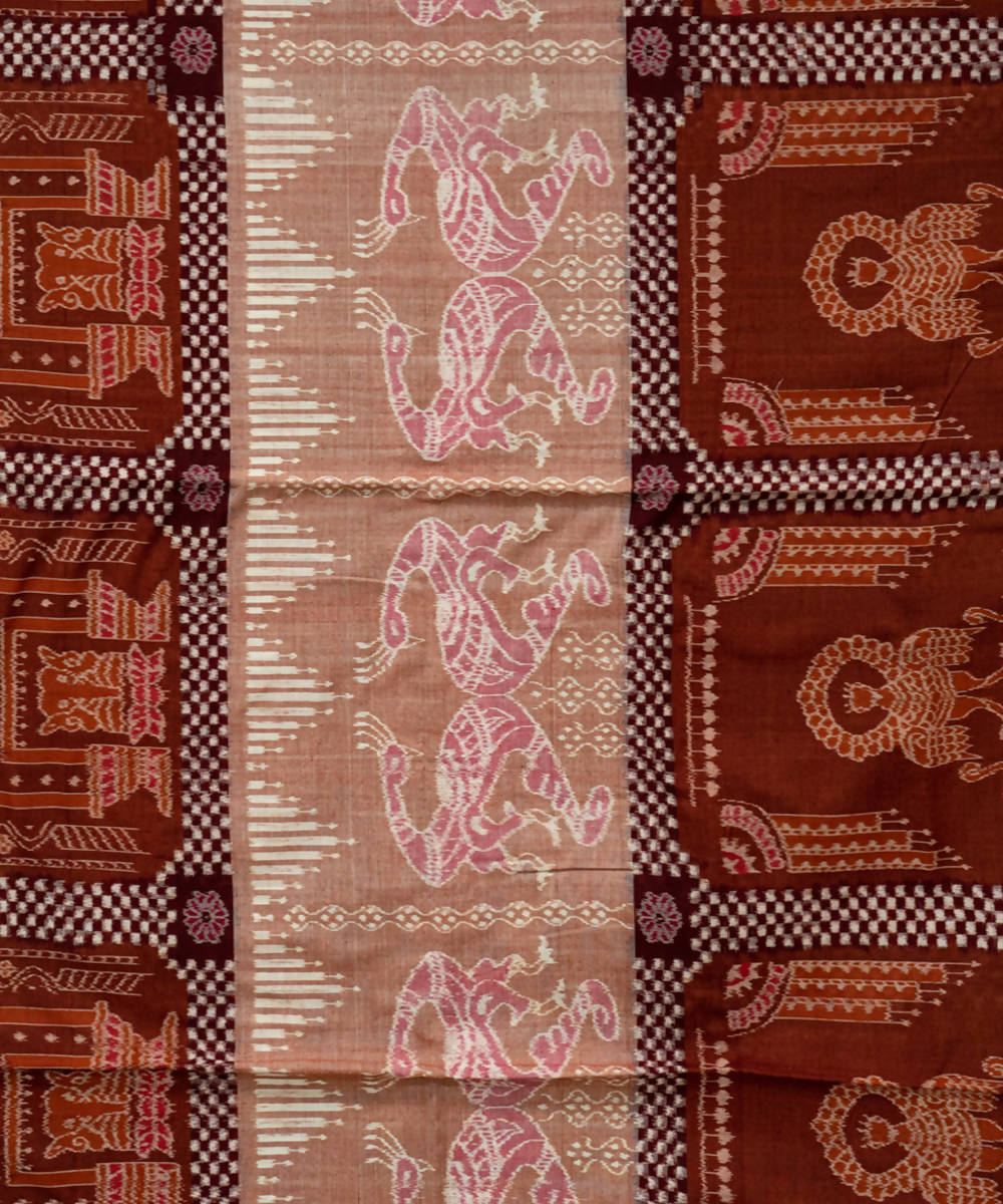 Bulgarian rose burgundy handloom cotton sambalpuri saree