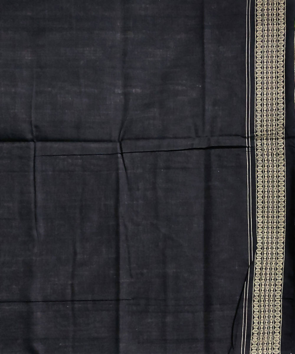 Grey and black cotton handwoven sambalpuri saree