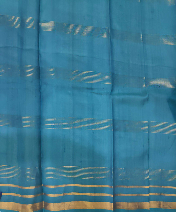 venkatagiri handwoven teal blue cotton silk saree