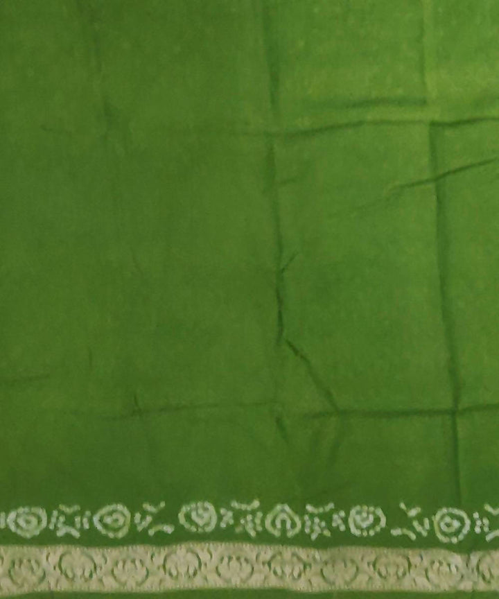 Light Green Handprinted tie dye Bandhani Silk Saree