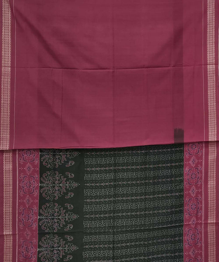 Brunswick green pink handwoven cotton ikat sambalpuri saree