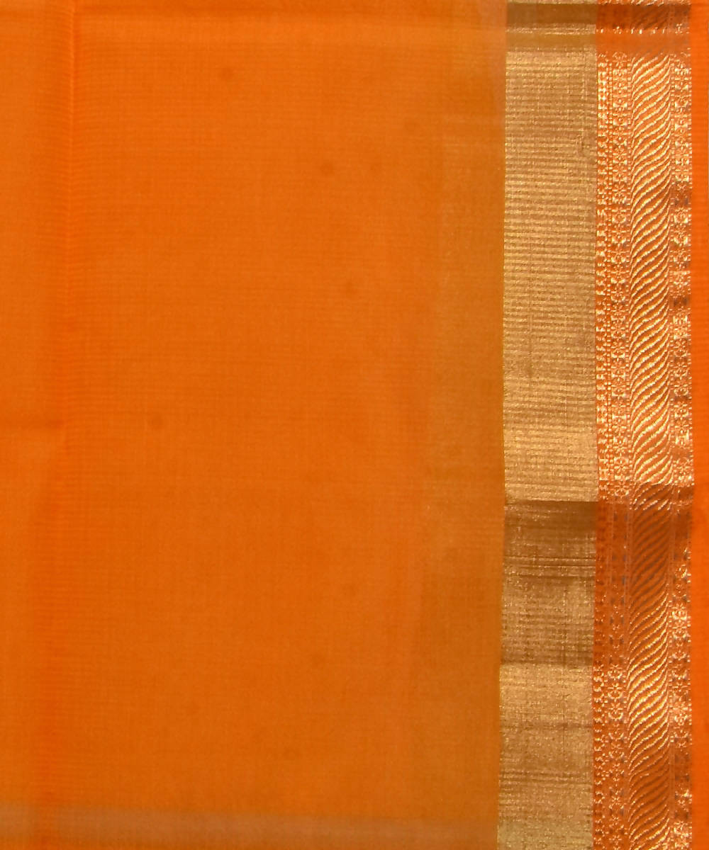 Handloom Orange Maheshwari Cotton Silk Saree