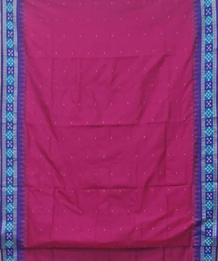 Pink blue handwoven bomkai silk saree