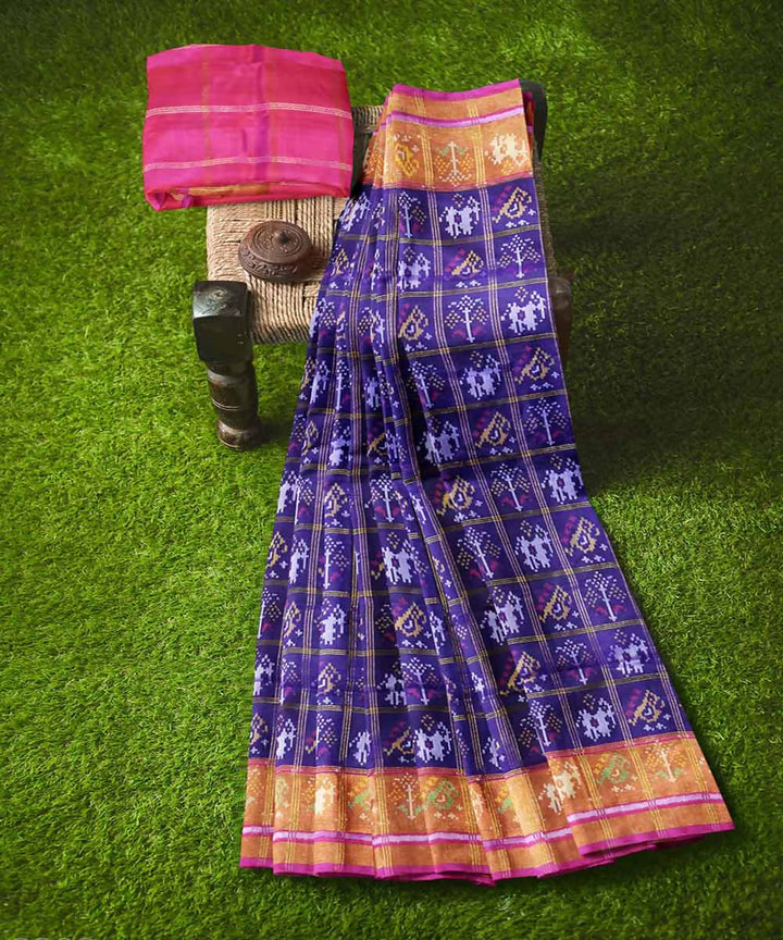 Purple pink handloom patola silk saree