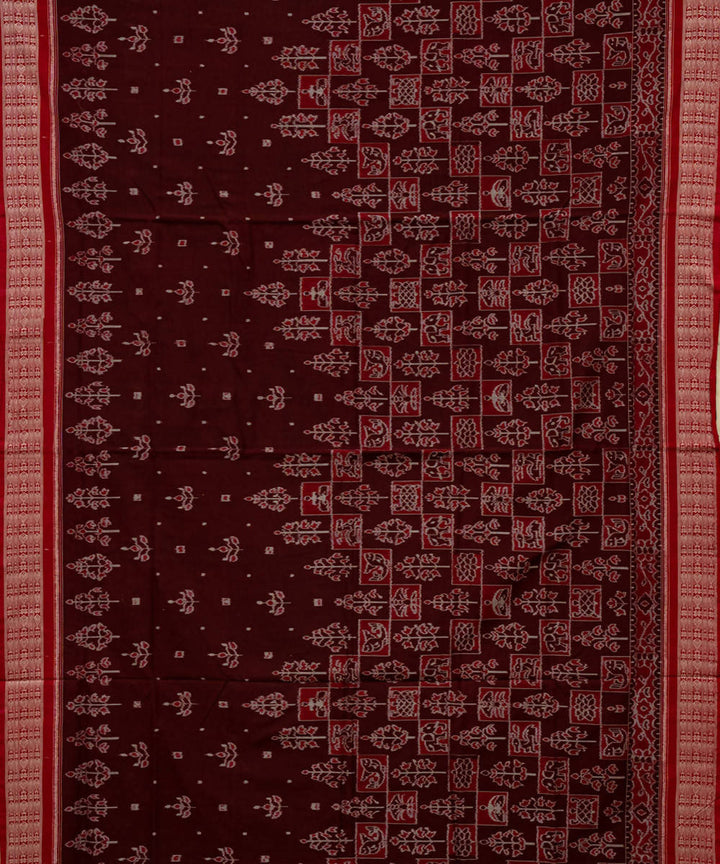 Bulgarian rose red handloom cotton sambalpuri saree