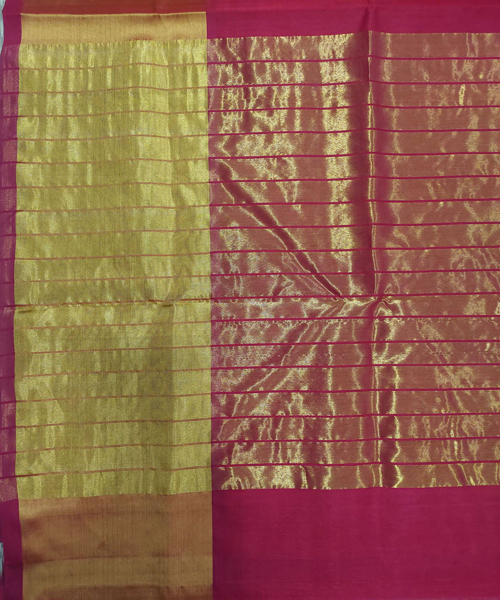 Red handwoven cotton silk venkatagiri saree