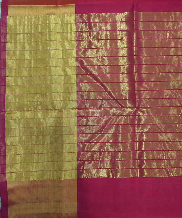 Red handwoven cotton silk venkatagiri saree