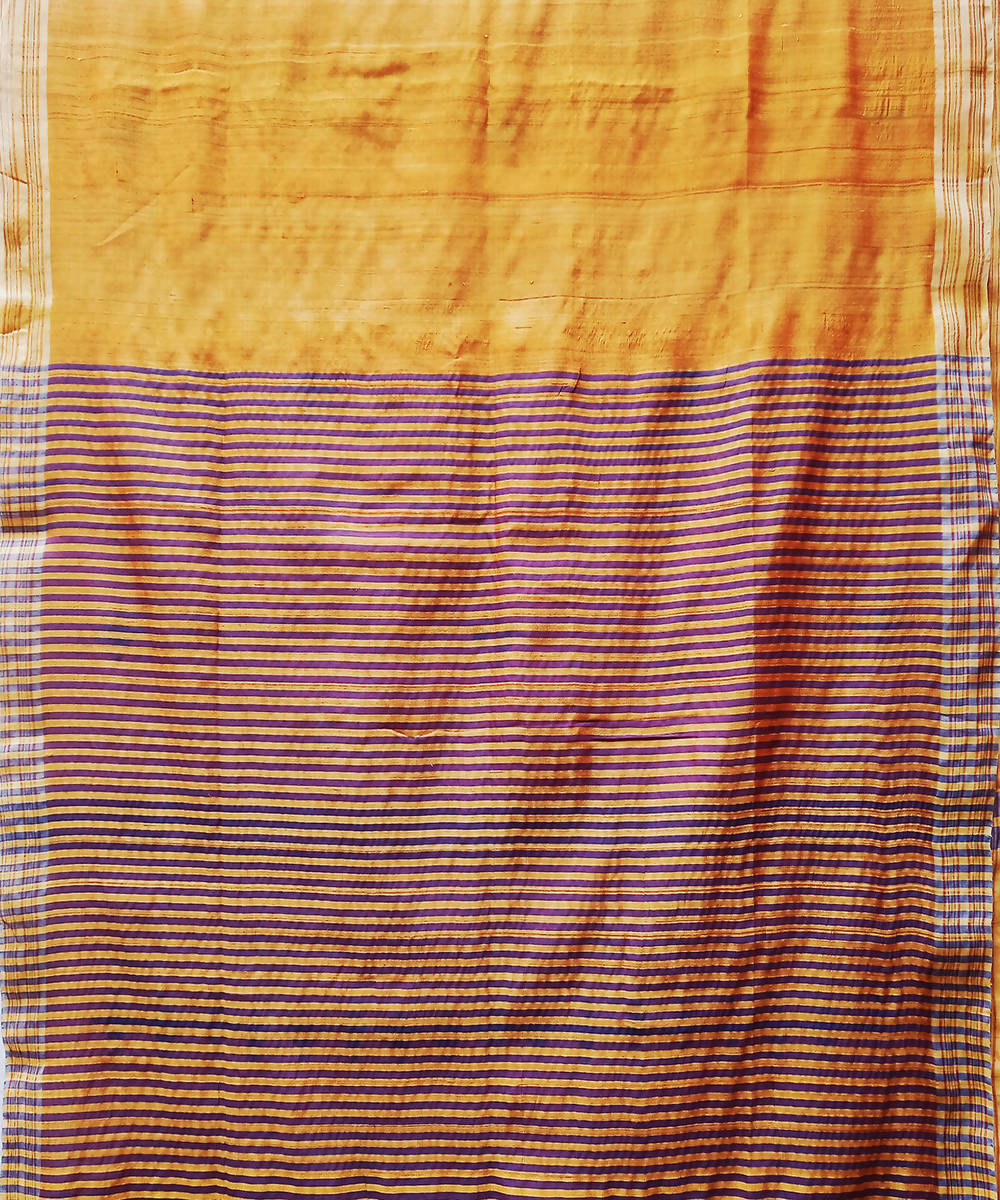Yellow blue handwoven silk baavanbuti saree