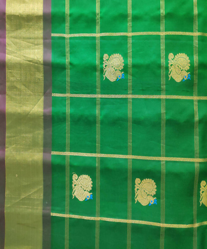 Green Handwoven Gadwal Butta Work Silk Saree