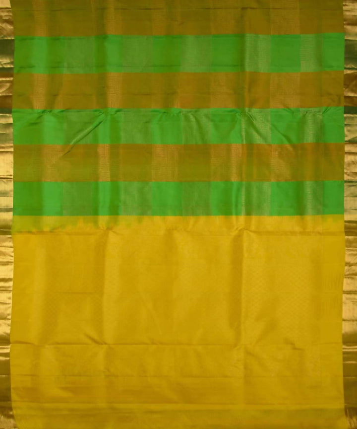 Green Yellow Stripe Handloom Soft Silk Saree