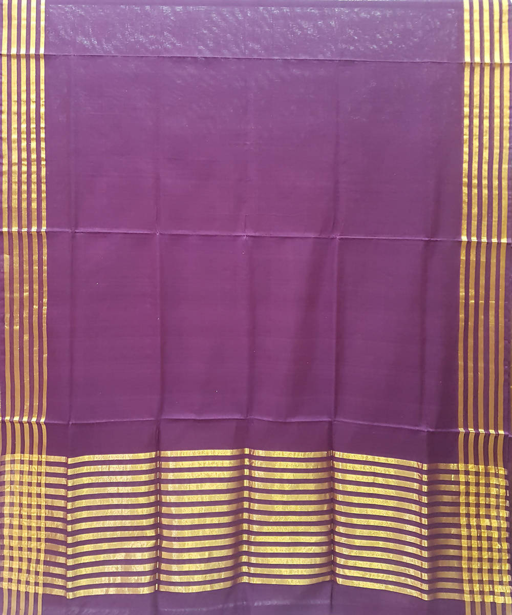 Dark maroon purple venkatagiri handwoven cotton saree