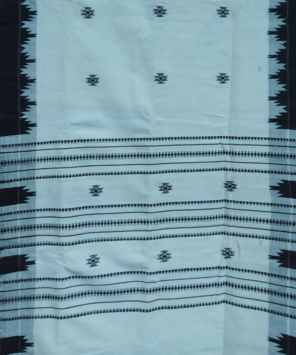 White and Black Natural Dye Handloom Kotpad Cotton Stole