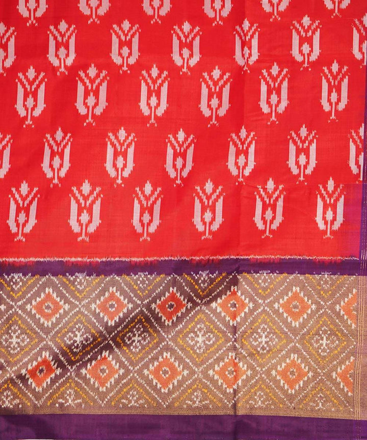 Red and purple handloom silk ikkat pochampally saree