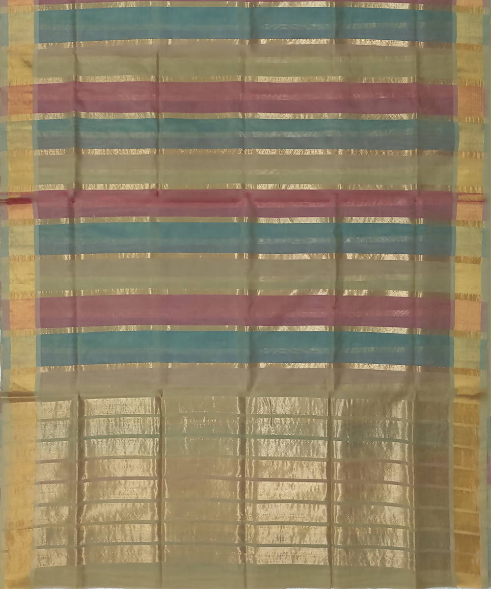 Multicolor stripes Handwoven Cotton Venkatagiri Saree