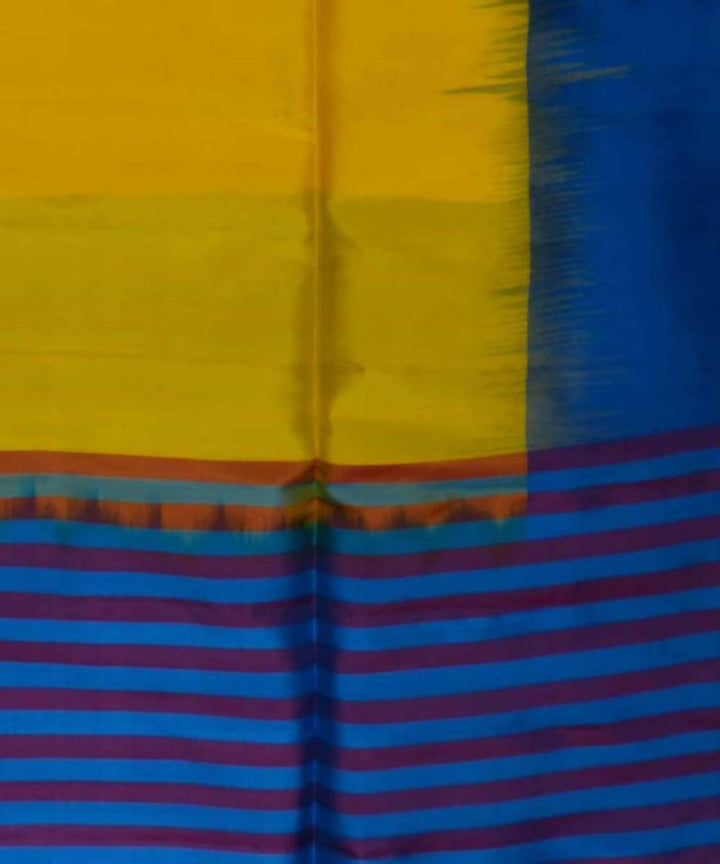 Yellow Blue Handwoven Soft Silk Saree