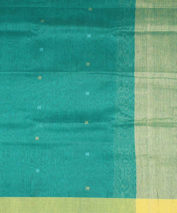 Turquoise handloom bengal cotton saree