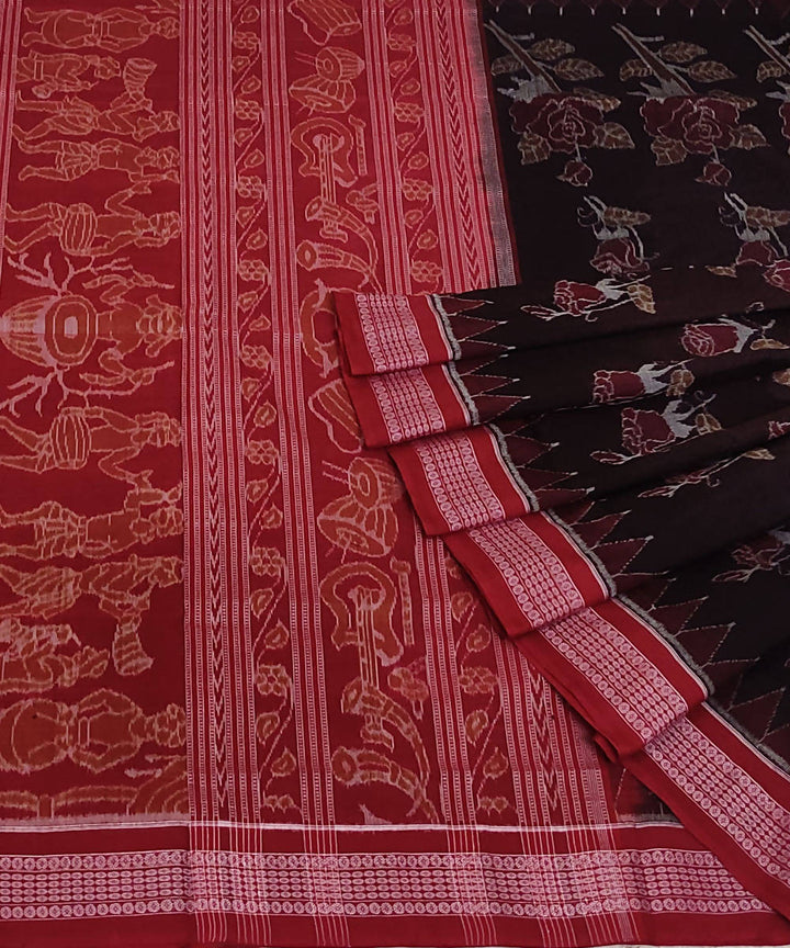 Maroon cotton handloom sambalpuri saree