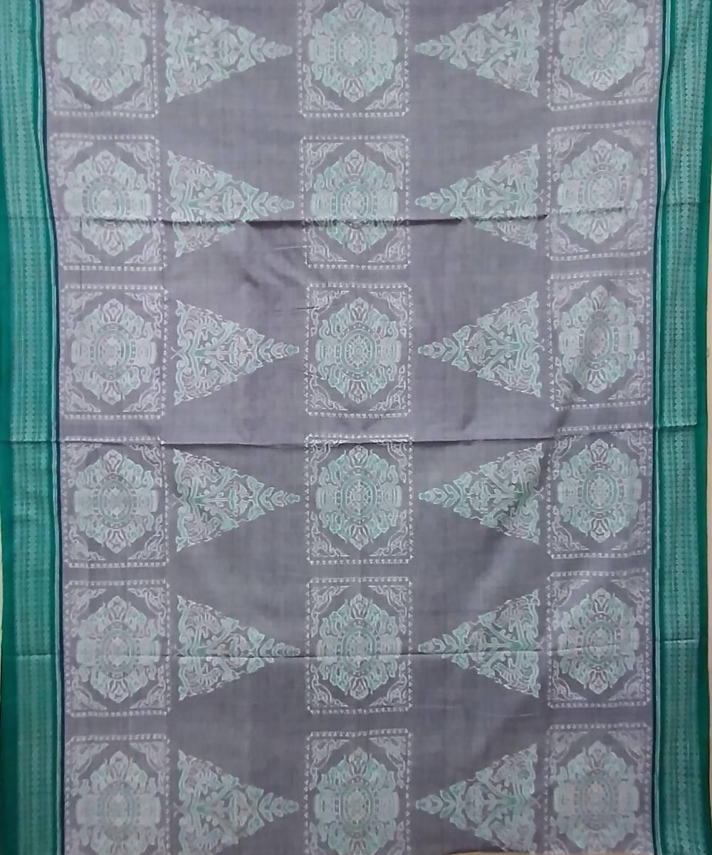 Light grey blue handwoven cotton sambalpuri saree