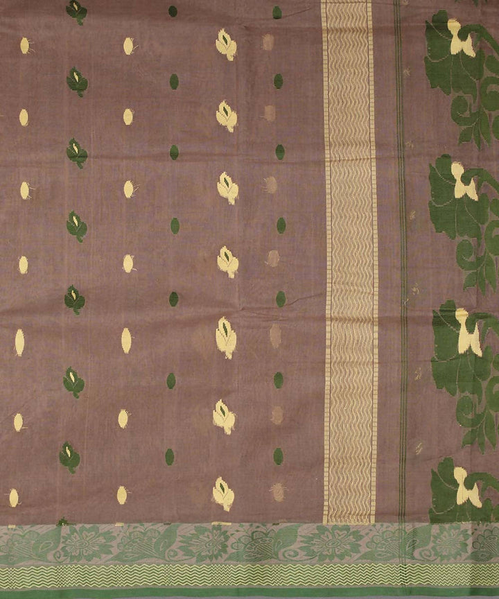 Brown cotton blend handloom saree