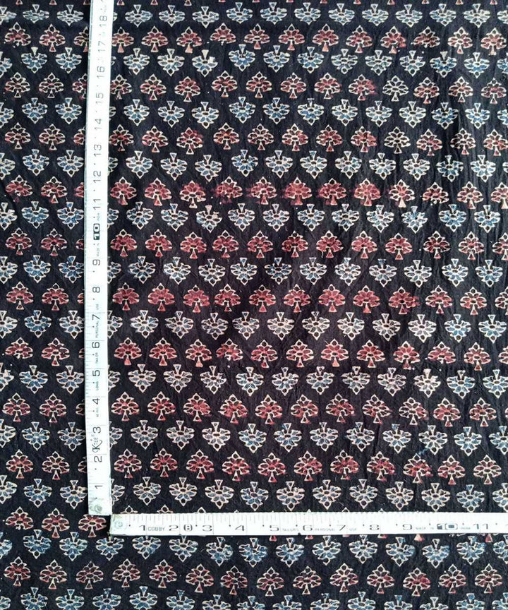 black natural dye ajrakh block print handspun handloom cotton fabric (2.5m per qty)