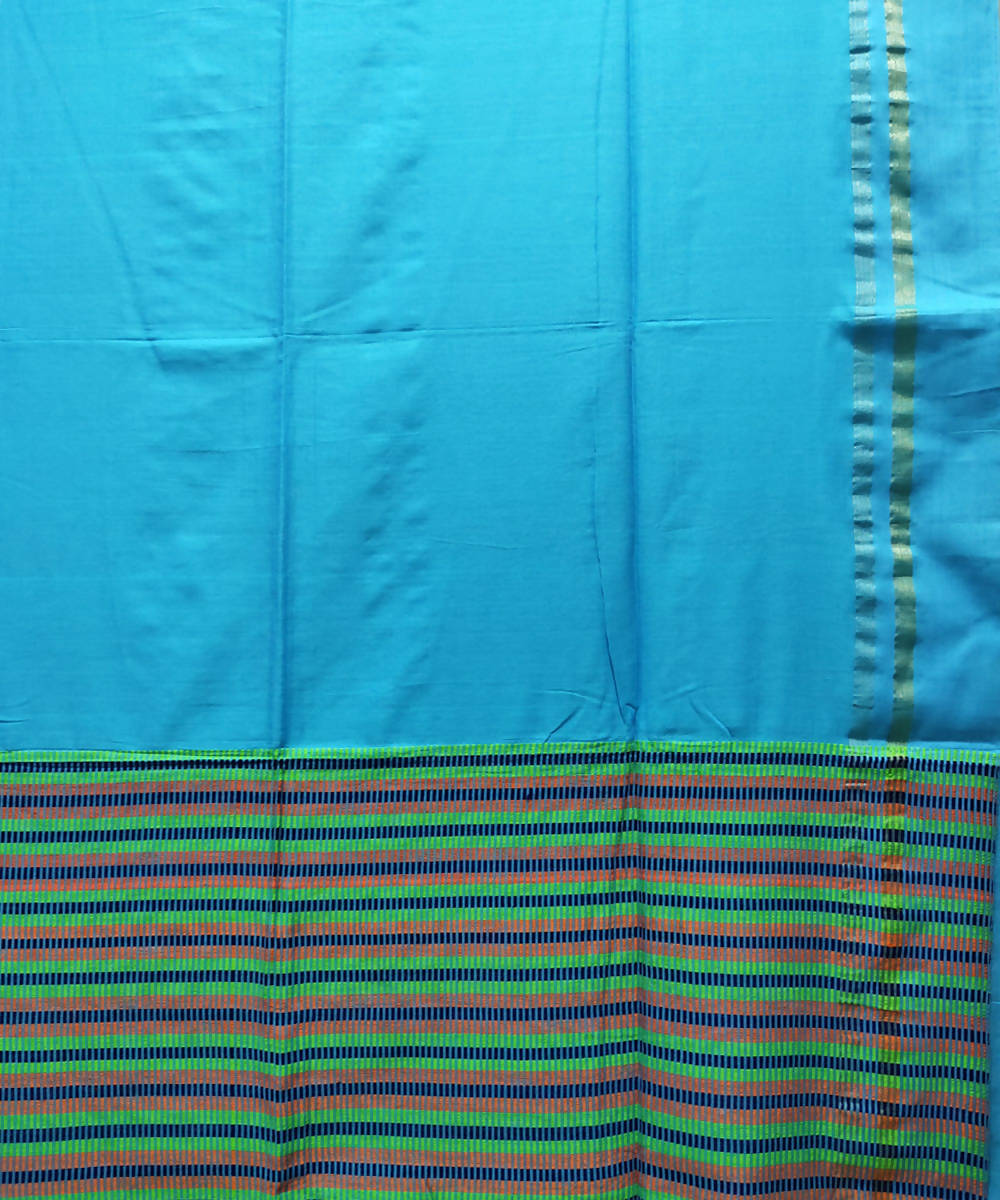 Light sky blue handloom handspun cotton saree