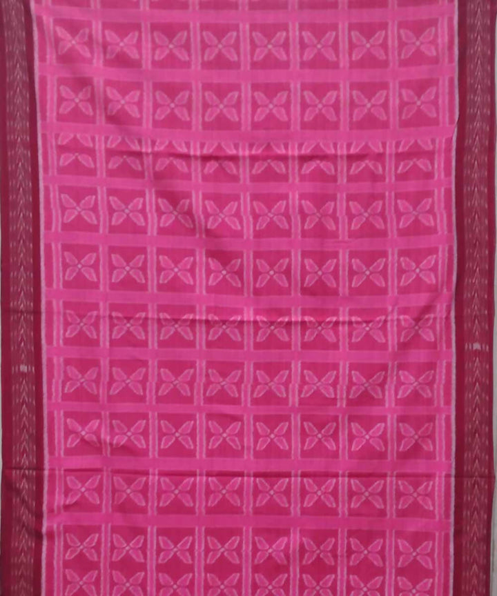 Barbie pink burgundy handwoven nuapatana ikat cotton saree