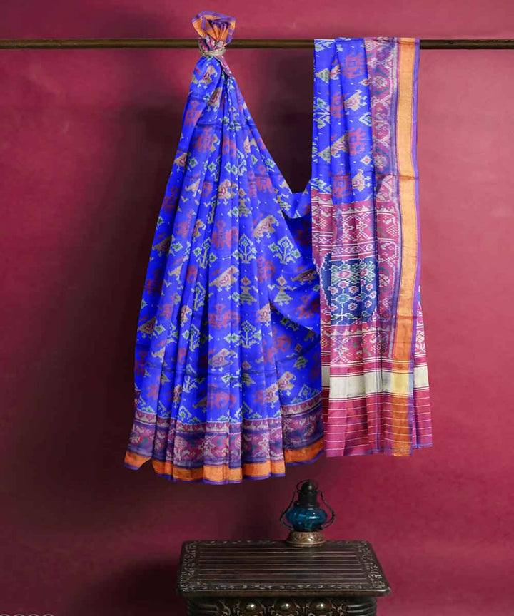 Blue red handloom patola silk saree