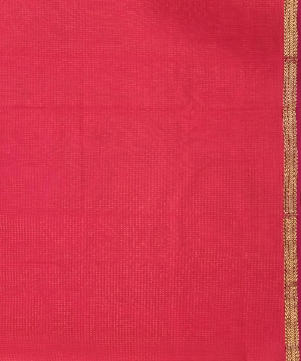 Maheshwari Orange Handwoven Cotton Silk Saree