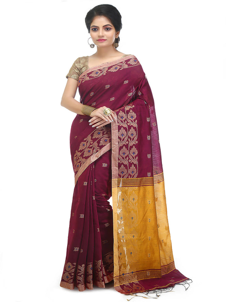 Purple bengal handloom extraweft work saree