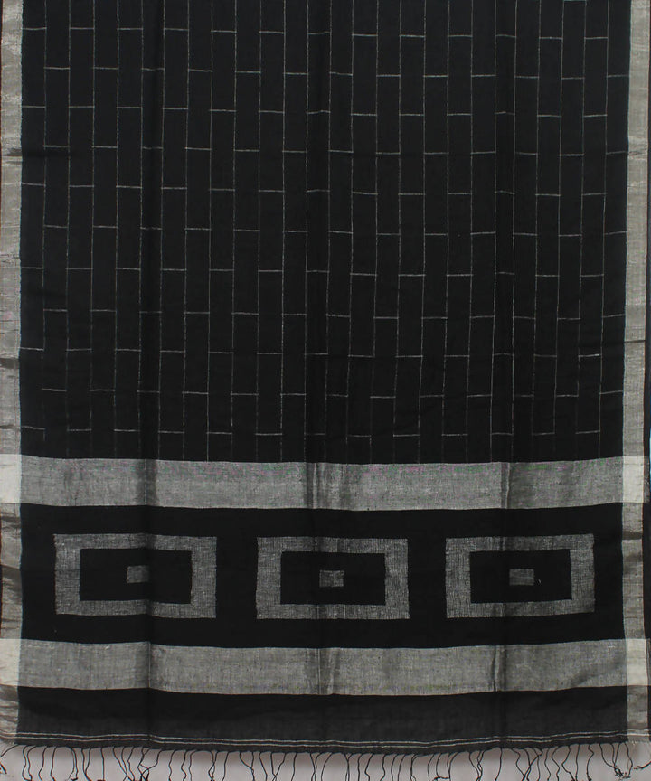 Bengal Handloom Black Linen Saree