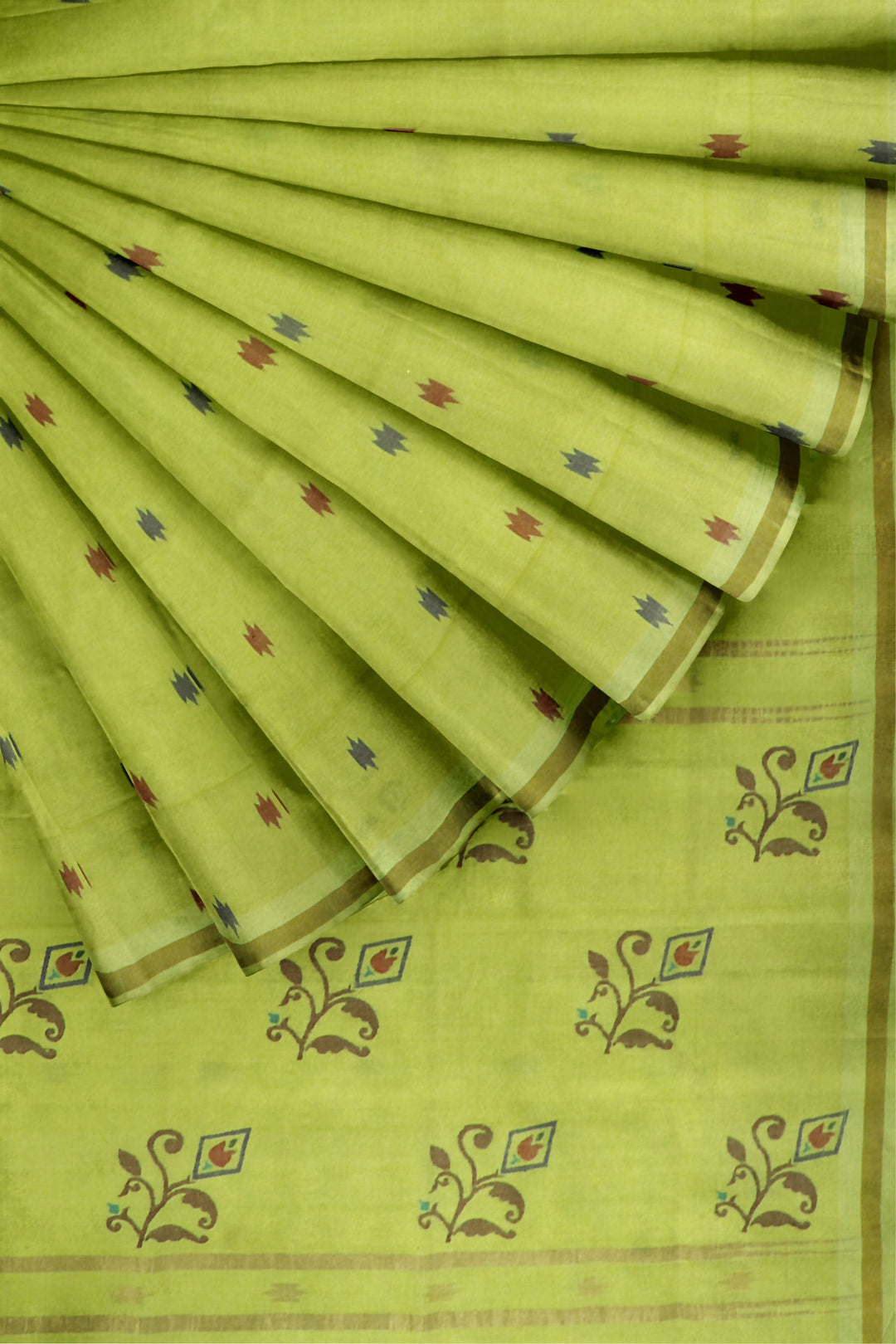 Lime green handloom cotton uppada saree