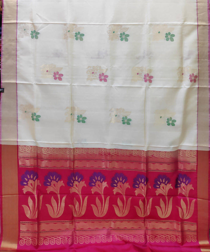 cream pink handwoven uppada silk saree