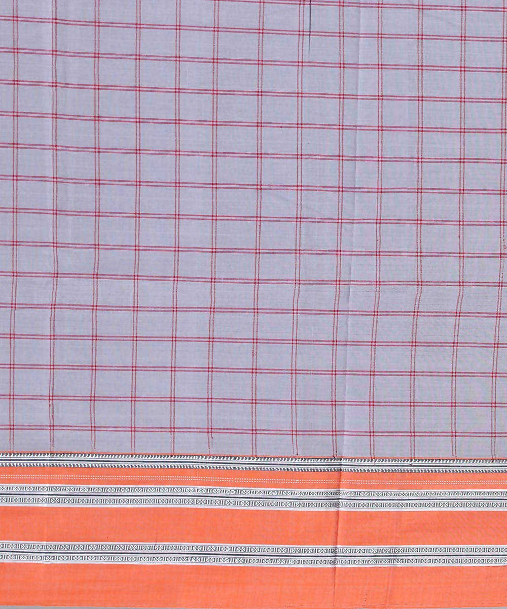 grey red checks handwoven gomi teni border ilkal saree