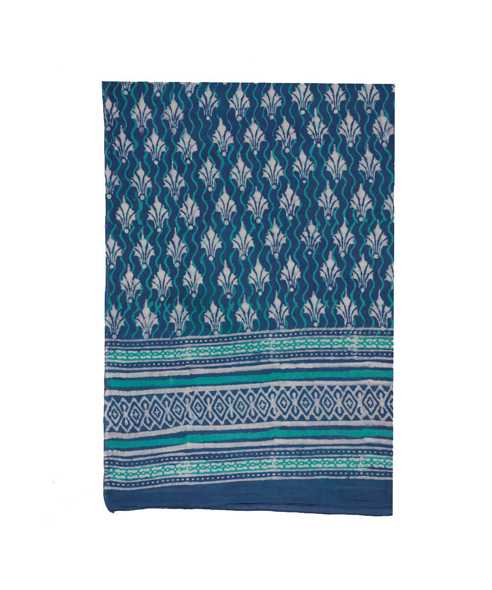 Dabu handblock print blue violet mul cotton stole