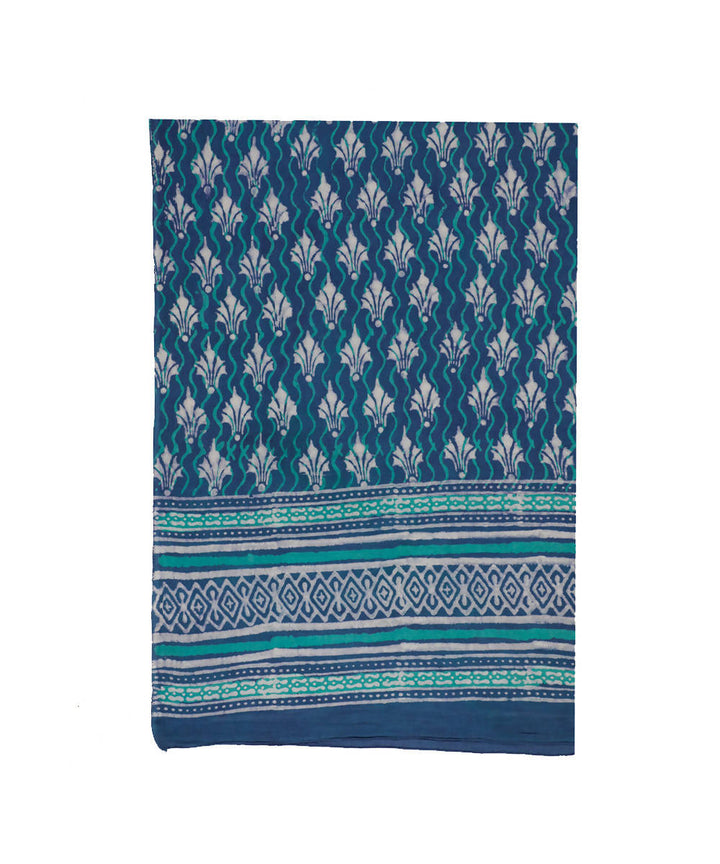Dabu handblock print blue violet mul cotton stole
