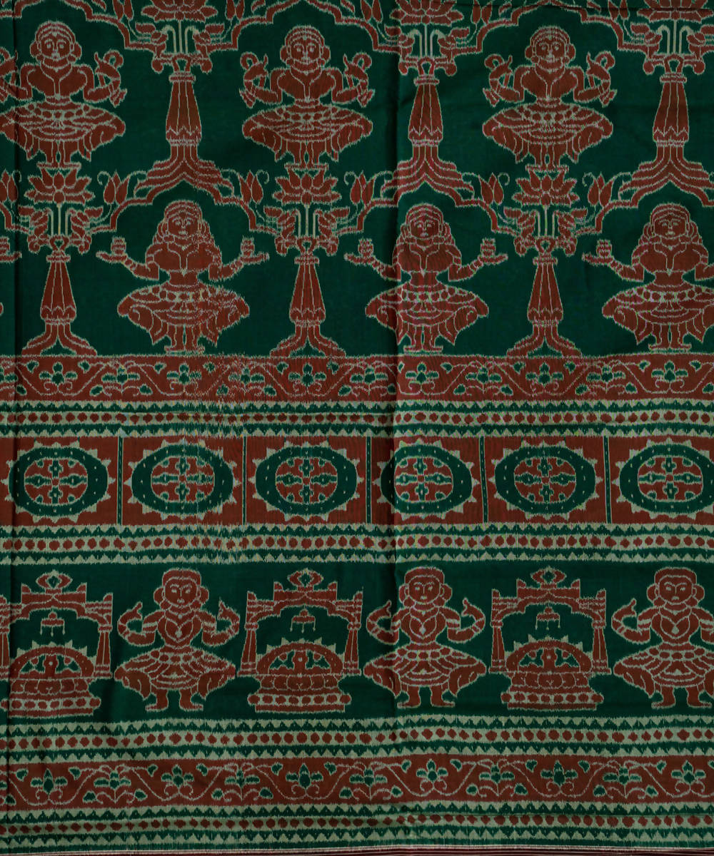 Burgundy bottle green handloom cotton sambalpuri saree