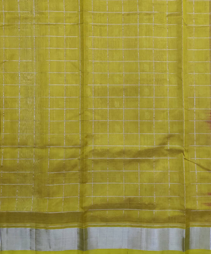 Pink Mustard Zari Checks Handwoven Sico Venkatagiri Saree