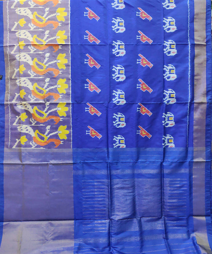 Blue handloom ikkat silk pochampally saree