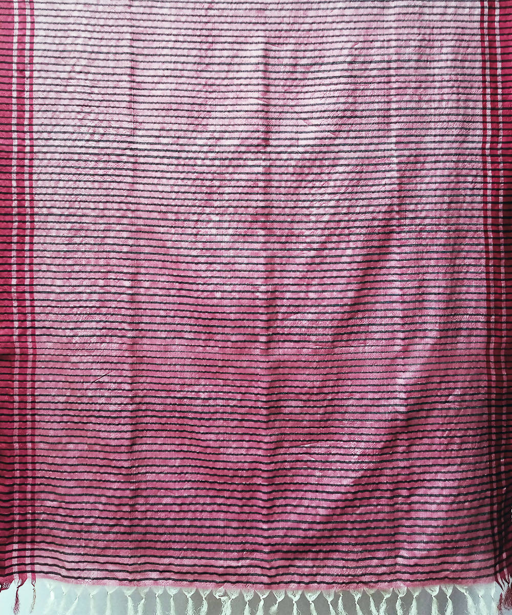 Pink green handwoven cotton silk saree