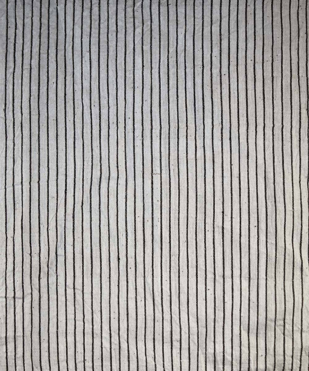 Handloom striped black white Organic kala cotton fabric