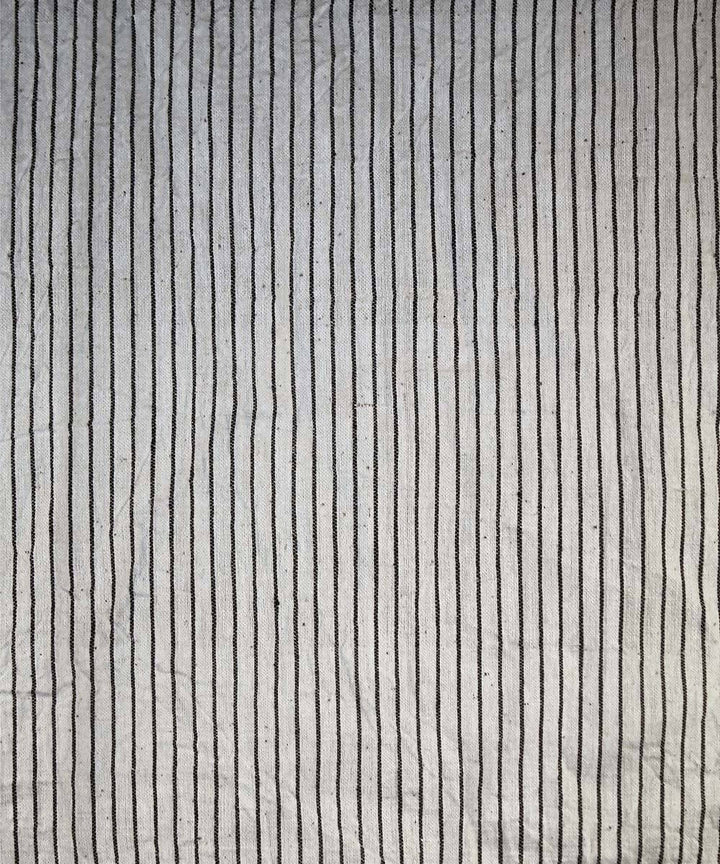 Handloom striped black white Organic kala cotton fabric